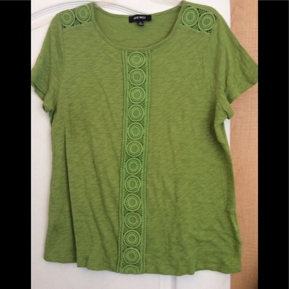 Green color crochet lace women top size XL